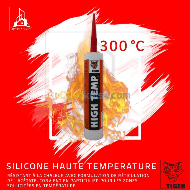 Mastic silicone haute température 300ml rouge