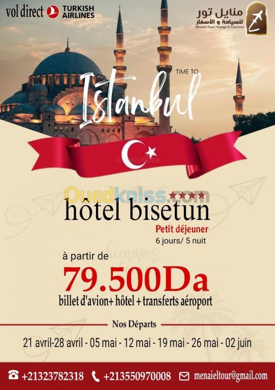 Super Voyage Istanbul AVRIL MAI JUIN Hôtel BISETUN 4 Etoiles