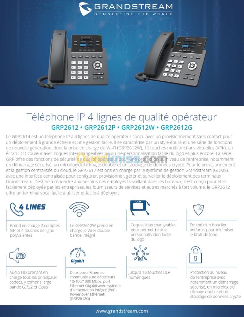 Fournitures et poses standard téléphonique IP GRANDSTREAM 8