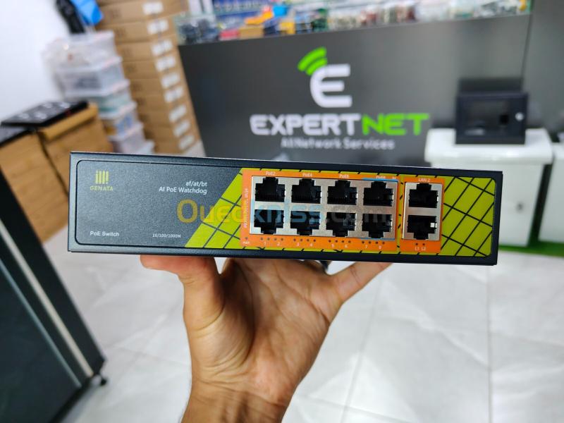 GENATA Switch 8 Ports PoE + 2 Ports Gigabit | Solution pour Caméras IP et Réseaux Professionnels
