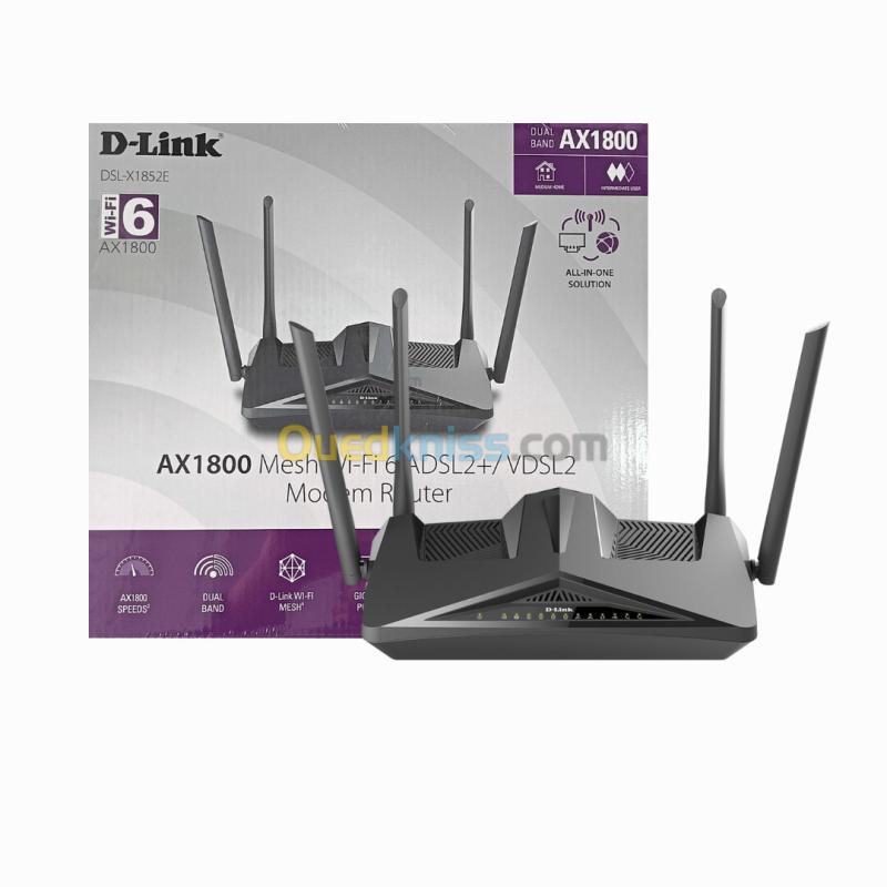 Modem-Routeur Tout-enUn DLink DSLX1852E WiFi 6 AX1800