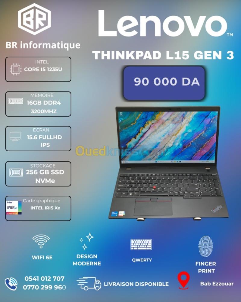 LENOVO THINKPAD L15 GEN 3 INTEL CORE I5 1235U 16GB 256GB SSD NVME 15,6 FULLHD IPS