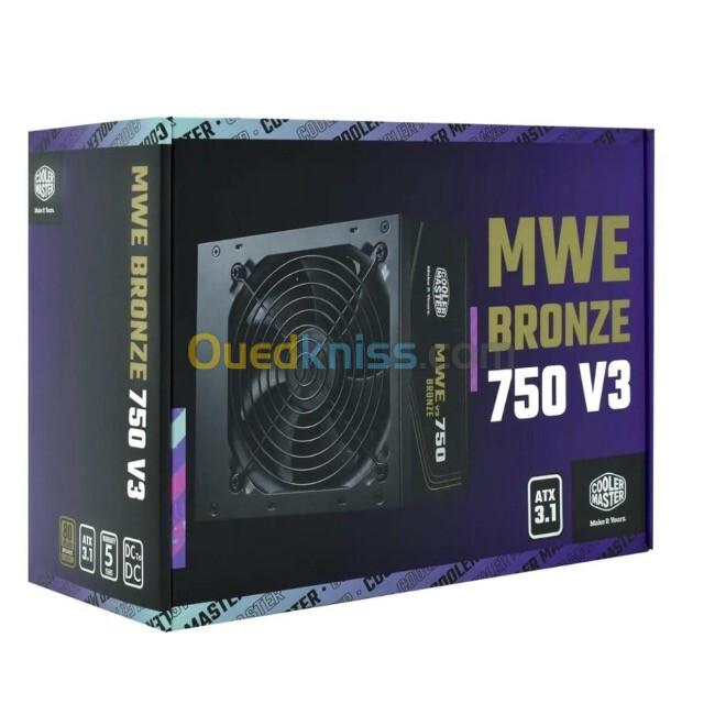 COOLER MASTER MWE BRONZE 750W V3 - ALIMENTATION 80 PLUS BRONZE - 230 V - ATX 3.1 - DC TO DC - NOIR