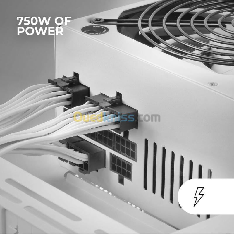 MARS GAMING MPZE750M - ALIMENTATION 750W - FULL MODULAIRE - 80 PLUS SILVER - TECHNOLOGIE AI - WHITE  4