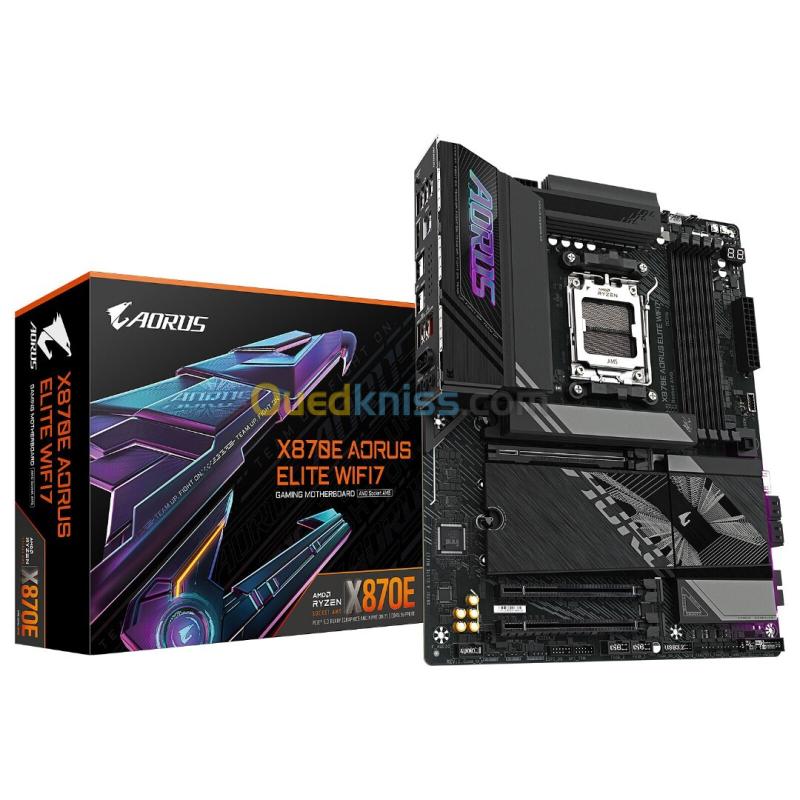 GIGABYTE X870E AORUS ELITE WIFI7 - CARTE MÈRE ATX - SOCKET AM5 - 4 x DDR5 - 1 x PCIe 5.0 X16 - 4 x M.2 NVMe - WIFI 7 - BT 5.4 - LAN 2.5GBE - BLACK