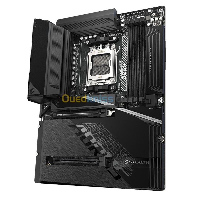 GIGABYTE B850 AORUS STEALTH - CARTE MÈRE ATX - SOCKET AM5 - 4 x DDR5 - 1 x PCIe 5.0 X16 - 4 x M.2 NVMe - WIFI 7 - BT 5.4 - LAN 5GBE - USB 3.2 - BLACK 3