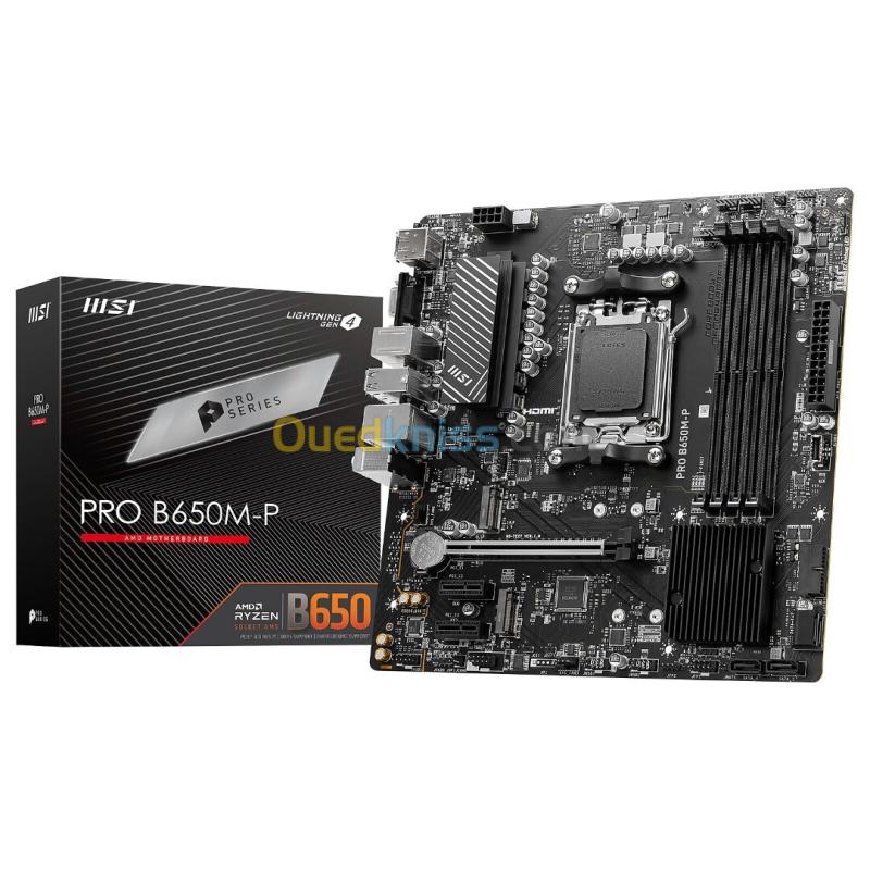 MSI PRO B650M-P - CARTE MÈRE MICRO-ATX - SOCKET AM5 - CHIPSET AMD B650 - DDR5 - M.2 - PCI EXPRESS - BLACK
