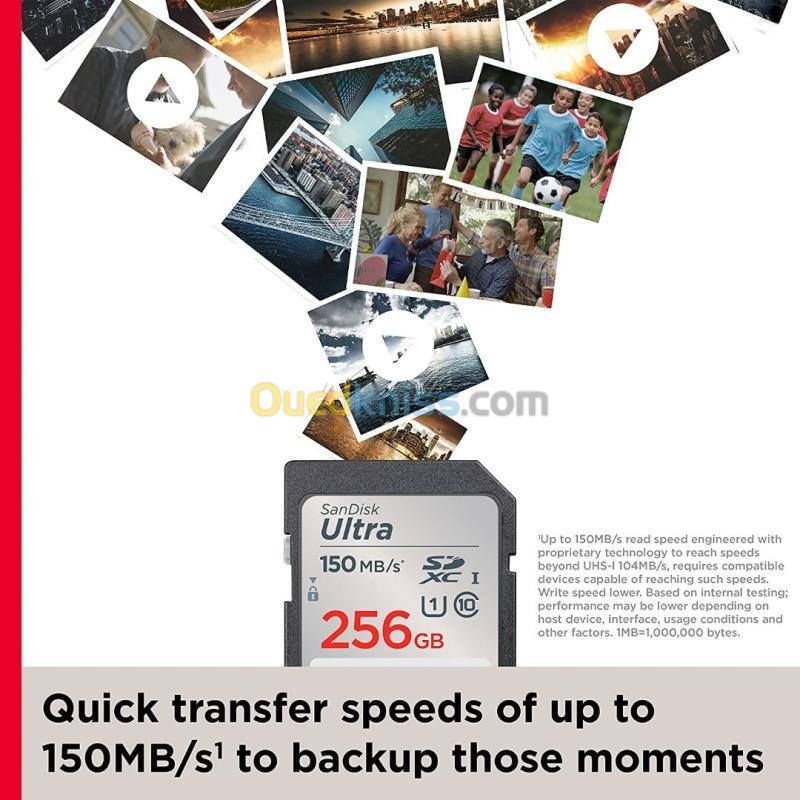 SanDisk Ultra SD 256GB Carte Mémoire UHS-I Jusqu'à 150 Mo/S 6