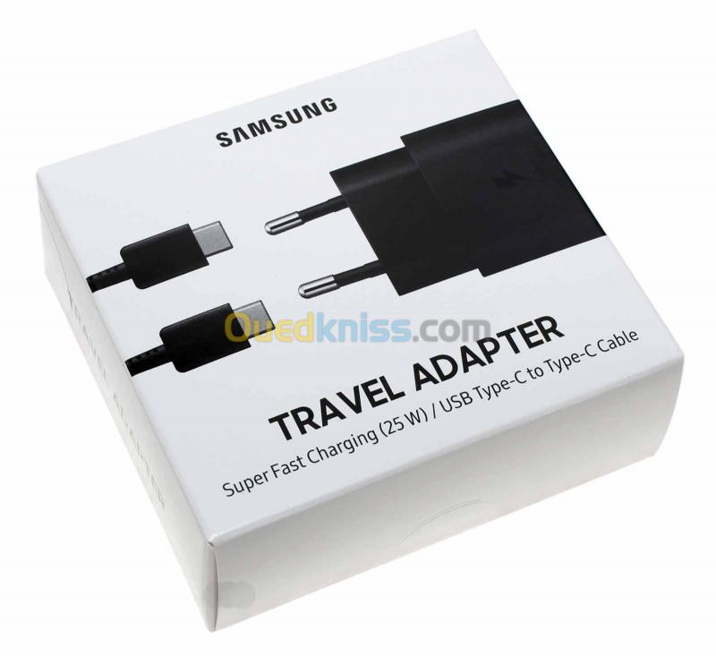  Samsung Fast Charging 2.0  25 W Travel Adapter USB type c sur type c  câble 3 A  Noir -Blanc