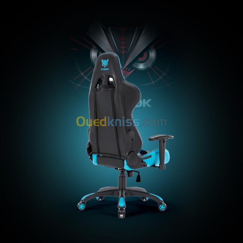 HYBROK DEMON BLACK & BLEU - CHAISE GAMING ERGONOMIQUE - PIVOTANTE 360 - ACCOUDOIR REGLABLE - ORIGINAL - BLACK & BLEU 3