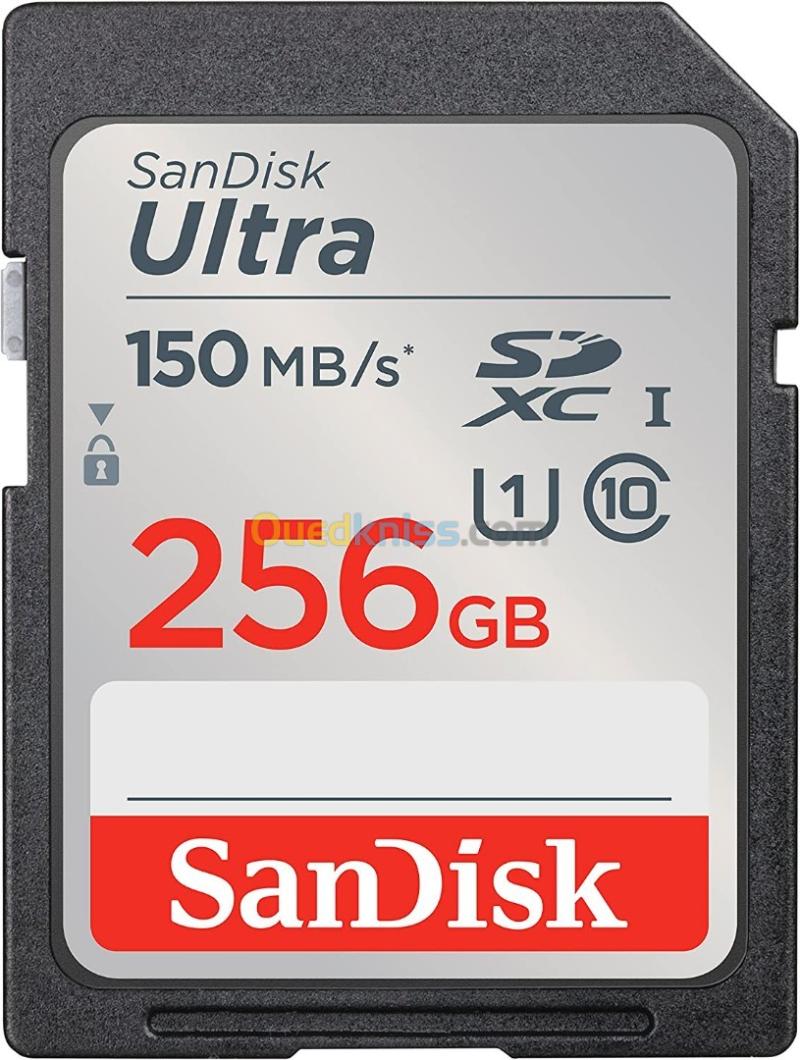 SanDisk Ultra SD 256GB Carte Mémoire UHS-I Jusqu'à 150 Mo/S 4