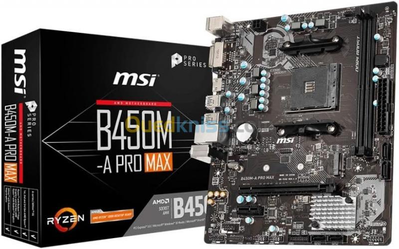  MSI B450M-A PRO MAX micro-ATX Socket AM4 AMD - 2x DDR4 - SATA 6Gb/s + M.2 - USB 3.0 