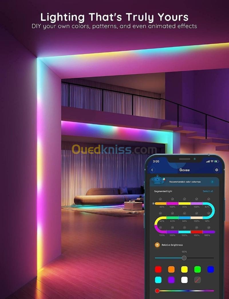 GOVEE RGBIC LED STRIP LIGHT 5M 16.4FT - H618A -  Wi-Fi-Bluetooth - Alexa & Google Compatible Lights 2