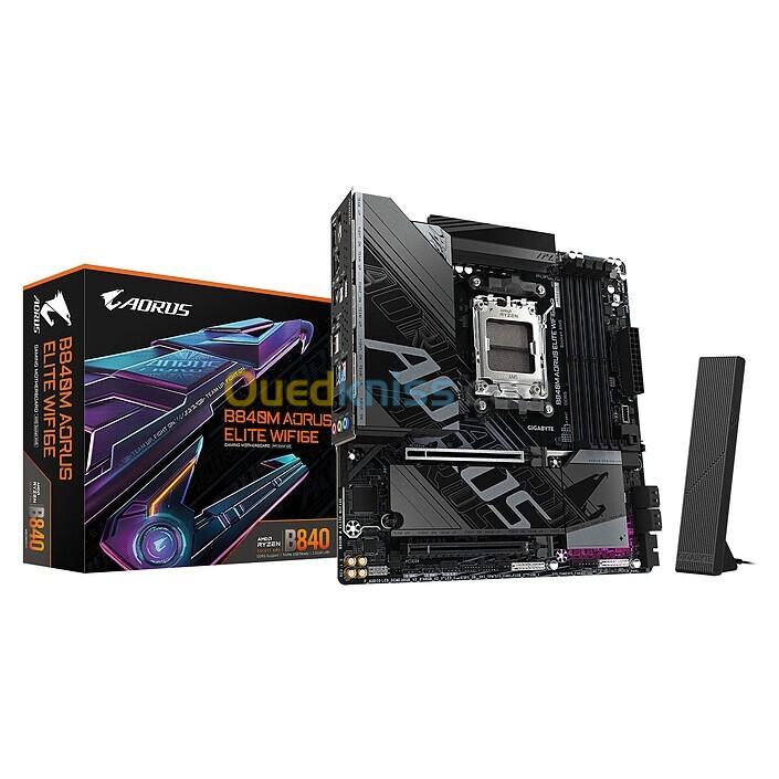 GIGABYTE B840M AORUS ELITE WIFI 6E - CARTE MÈRE MICRO ATX -  SOCKET AM5 - 4X DDR5 - M.2 4.0 - BLACK