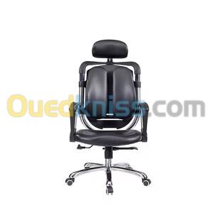 CHAISE OPÉRATEUR 291 - ERGONOMIQUE - DOSSIER AJUSTABLE - APPUI-TÊTE RÉGLABLE- BASE CHROMÉE - NOIR 3