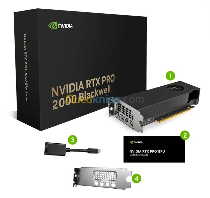 PNY RTX PRO 2000 BLACKWELL - CARTE GRAPHIQUE NVIDIA RTX PRO 2000 - 16GB GDDR7 AI - PCIE X16 - RAY TRACING - NOIR