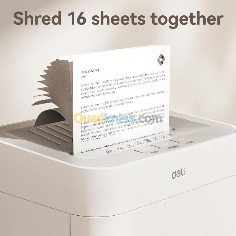 DESTRUCTEUR DOCUMENTS DELI ET048 - 23 LITRES - COUPE CROISÉE - MANUEL & AUTO - 16 SHEETS - WHITE 4