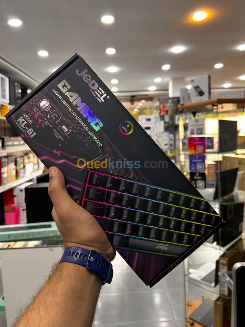 JEDEL KL-61 - CLAVIER GAMING MÉCANIQUE SANS FIL - RED SWITCH - RGB - ANTI-GHOSTING - 60% - QWERTY