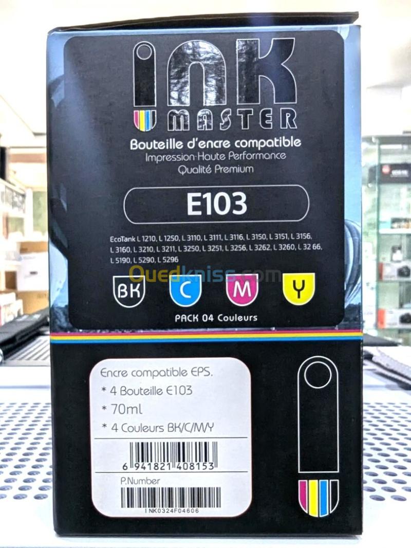INK MASTER PACK BOUTEILLE D'ANCRE COMPATIBLE EPSON E103 - 4 COULEURS - BK -C -M -Y - 70 ml 3