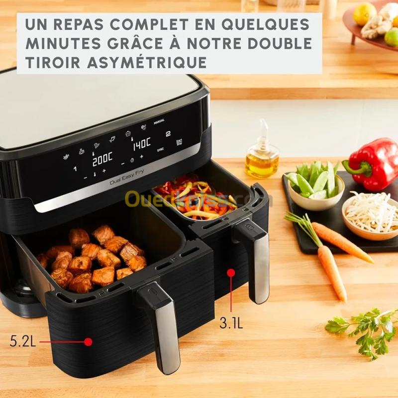 Moulinex Friteuse sans huile, Capacité 8,3   Air Fryer, Application dédiée, Easy Fry Dual 
