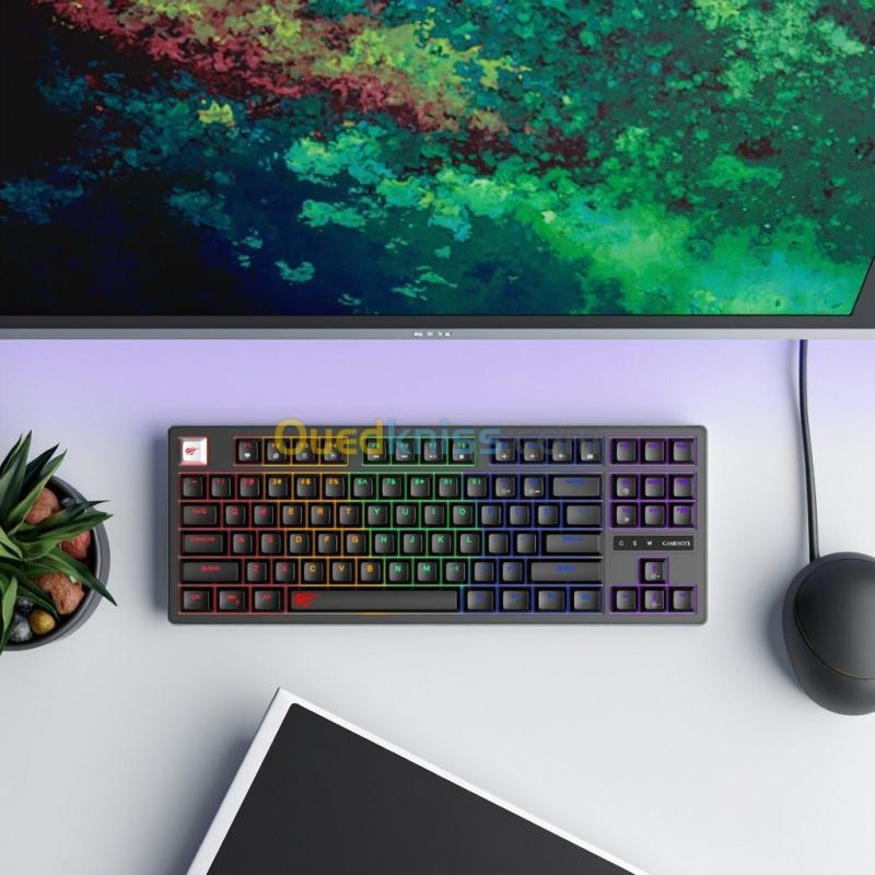HAVIT KB892L - CLAVIER MÉCANIQUE GAMING - RGB BACKLIT - SWITCHES BLUE - 87 TOUCHES - ANTI-GHOSTING - DESIGN GAMING - BLACK 2