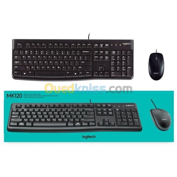 PACK CLAVIER - SOURIS LOGITECH MK120 - FILAIRE USB - STANDARD - ORIGINAL - NOIR