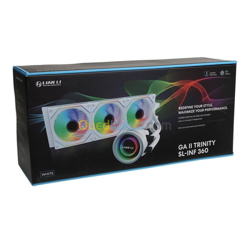 LIAN LI GALAHAD II TRINITY SL-INFINITY 360 - WATERCOOLING 360MM - ARGB - LCD - INTEL & AMD - WHITE 3