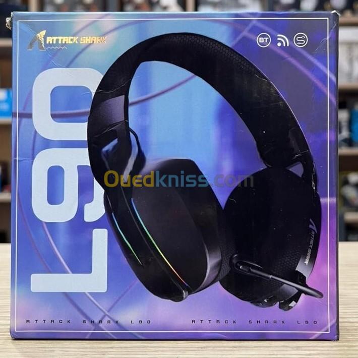 ATTACK SHARK L90 - CASQUE GAMING SANS FIL RGB PLIABLE - TRI-MODE - BLUETOOTH 5.3 & 2.4 GHZ & FILAIRE - SON VIRTUEL 7.1 - PC/PS4/PS5/SWITCH/XBOX - BLACK 2