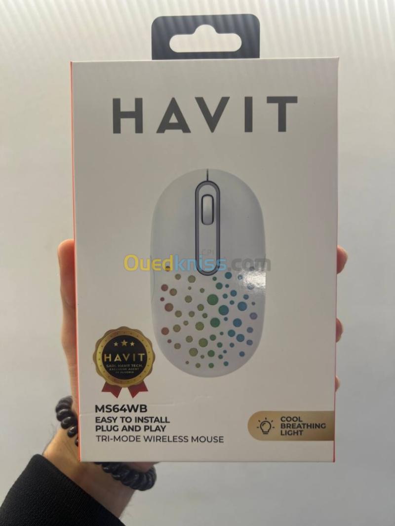 HAVIT MS64WB WHITE - SOURIS GAMING SANS FIL - CONNEXION 2.4GHZ + BLUETOOTH - RGB - HAUTE PRÉCISION - DESIGN ÉLÉGANT - WHITE