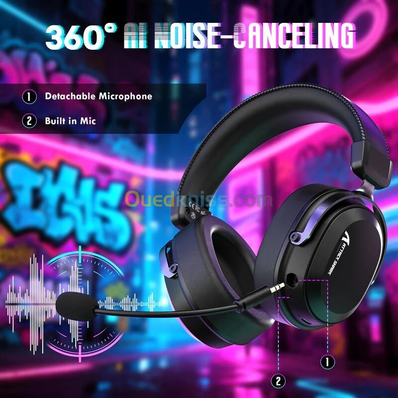 ATTACK SHARK L30 PRO - CASQUE GAMING SANS FIL - TRI-MODE - SON SURROUND 7.1- BLUETOOTH - 2.4 GHz - FILAIRE - LATENCE 20 MS - BLACK 5