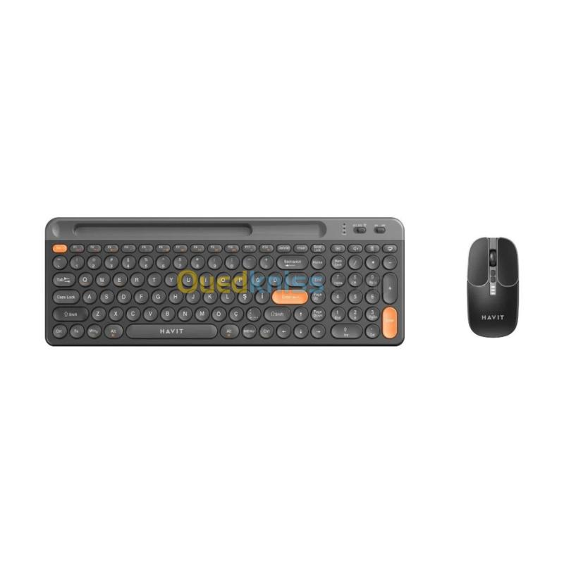 HAVIT KB835WB BLACK - PACK CLAVIER + SOURIS SANS FIL - CONNEXION 2.4GHZ - SILENCIEUX - ERGONOMIQUE - DESIGN MODERNE - BLACK