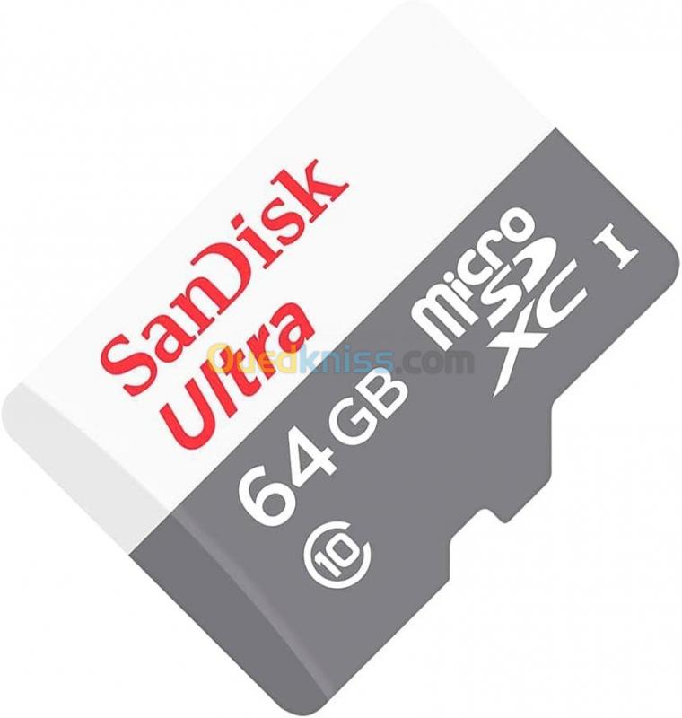  SanDisk Ultra Carte Mémoire MicroSDXC - Classe 10 - 64 Go - UHS I - 100 MB/S