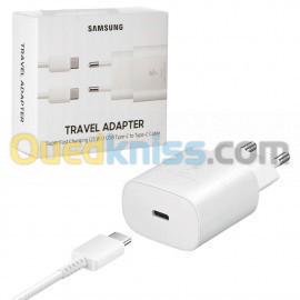  Samsung Fast Charging 2.0 25 W Travel Adapter USB Type C Sur Type C Câble 3 A Noir -Blanc