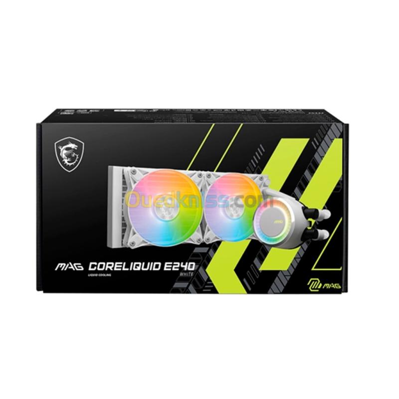 MSI MAG CORELIQUID E240 - WATERCOOLING 240MM - 2 X FANS ARGB - PERFORMANCE - INTEL & AMD - WHITE