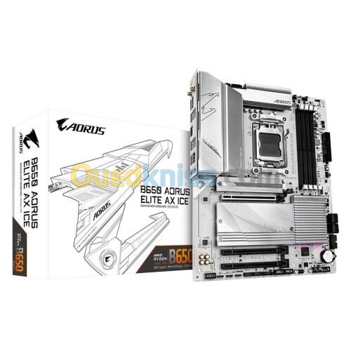 GIGABYTE B650 AORUS ELITE AX ICE - CARTE MÈRE ATX - SOCKET AM5 - 4 X DDR5 - CIE 4.0 X16 - M.2 PCIE 5.0 - WIFI 6E - LAN 2.5GBE - WHITE
