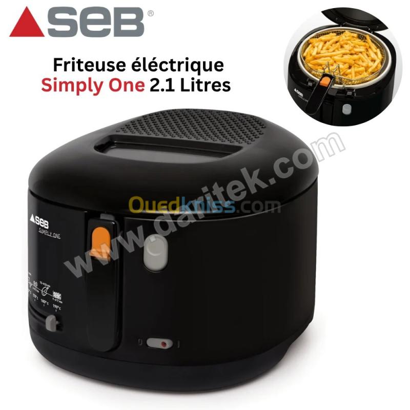 Friteuse électrique a huile SEB Simply One 2,1L 1,2 kg 1900W avec Hublot Filtre Métal Permanent et Thermostat Réglable - مقلاة كهربائية