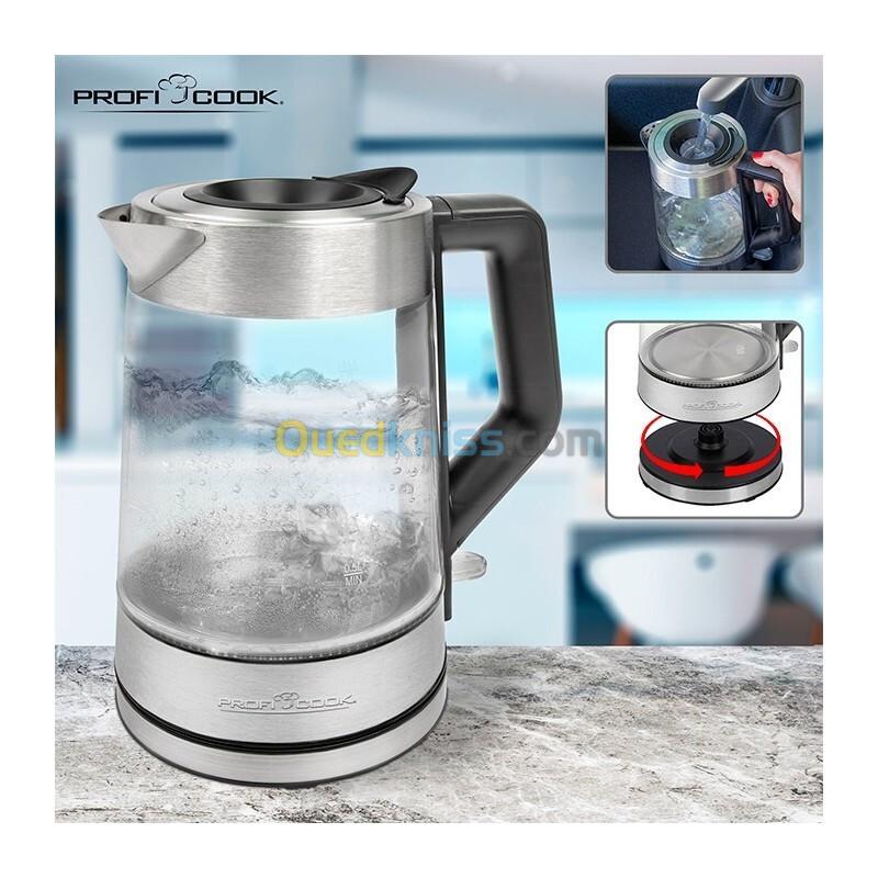 Bouilloire Électrique Proficook 1.7L 2200W En Verre - Éclairage LED indicateur De Température  7