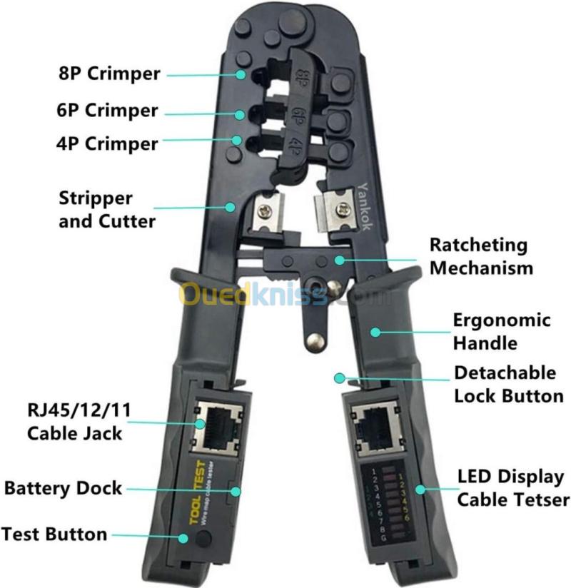  Pince à sertir RJ45 avec testeur de câbles intégré  5