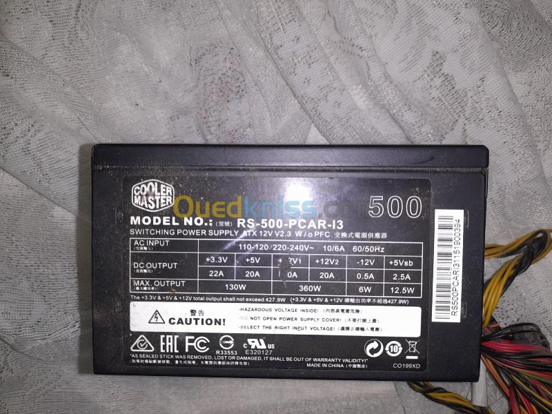 processeur i5 4460 +14g ram+carte graphique msi r7 240 +Boite d'alimentation cooler master 500 9