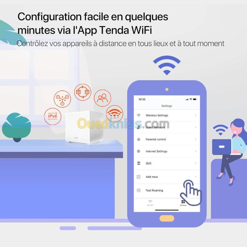 Tenda Nova MW12 (Pack de 3) - Système WiFi Mesh Tri-Bande AC2100 Gigabit Couverture 600m2 2