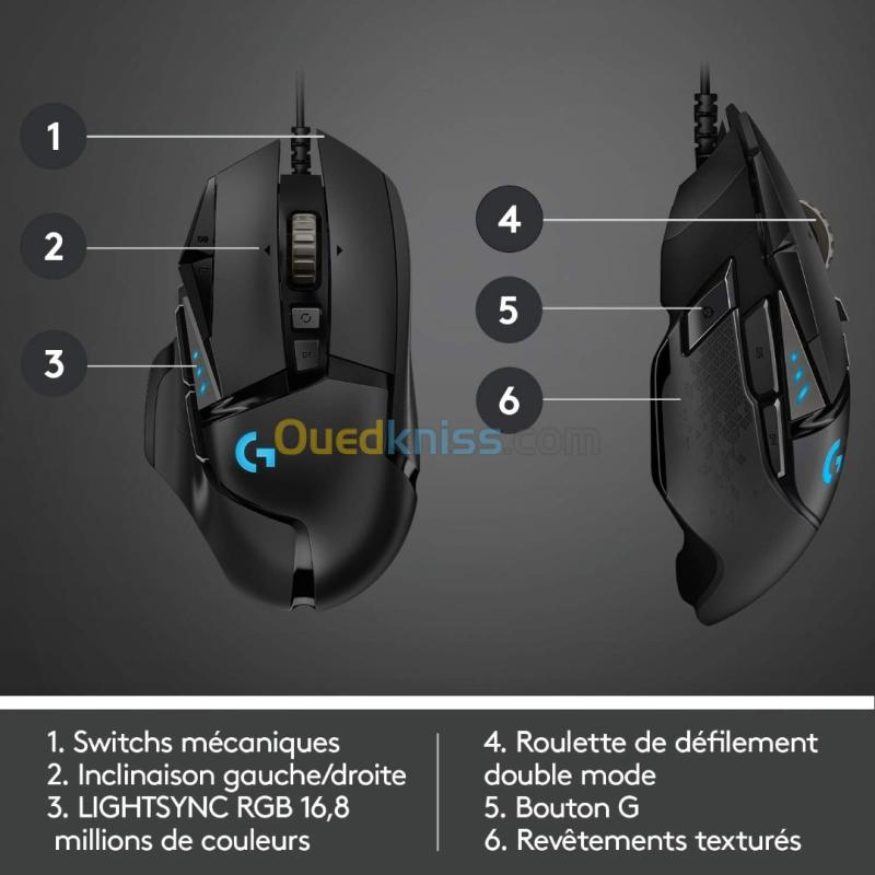 SOURIS LOGITECH G502 GAMING FILAIRE  HERO BLACK 5