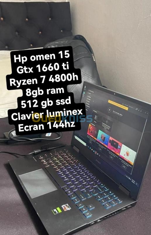  HP - OMEN Gaming 15.6" Laptop - AMD Ryzen 7 - 8GB Memory - NVIDIA GeForce GTX 1660 Ti - G256SSD 