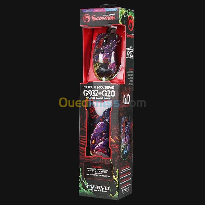 Pack Gaming Marvo Scorpion G932 + G20 (Souris Programmable + Tapis) - Neuf 3