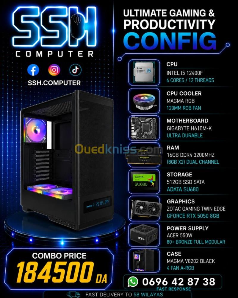 CONFIG PC GAMER - INTEL I5 12400F / RTX 5050 8GB / 16GB RAM DDR4 / 480GB SSD SATA