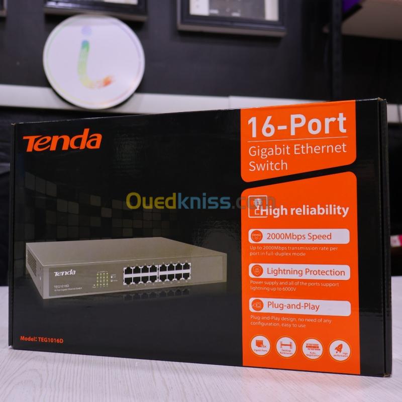 Tenda Switch Router TENDA SWITCH ETHERNET GIGABIT À 16 PORTS -TEG1016D- / 24 PORTS ...