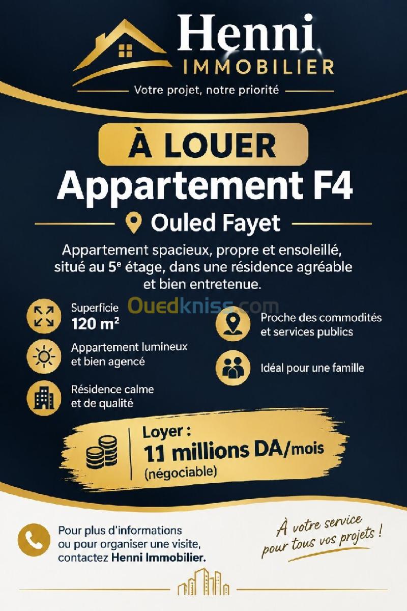 Location Appartement F3 Alger Ouled fayet