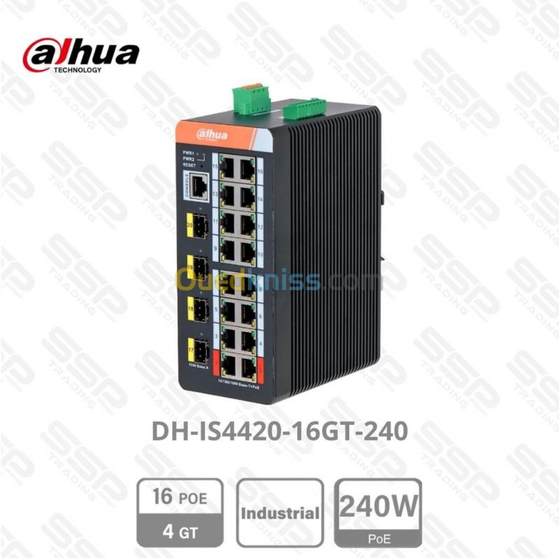  Switch Industriel 16 x Gigabit PoE 240W, 4 x Port SFP, mangeable
