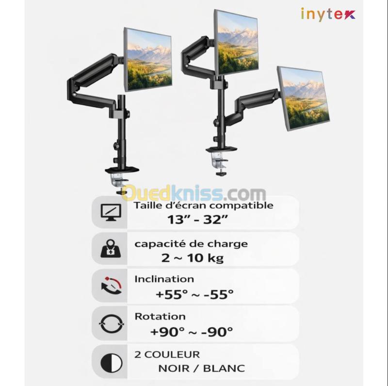 SUPPORT ECRAN DTS09D Black Doublé