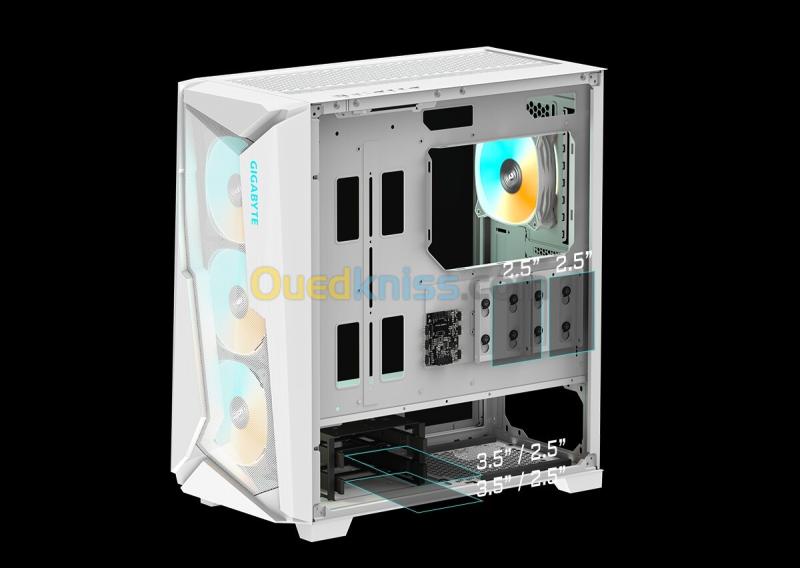 Boîtier Gaming Gigabyte C301 Glass White ATX RGB Ventilation Premium Design 5