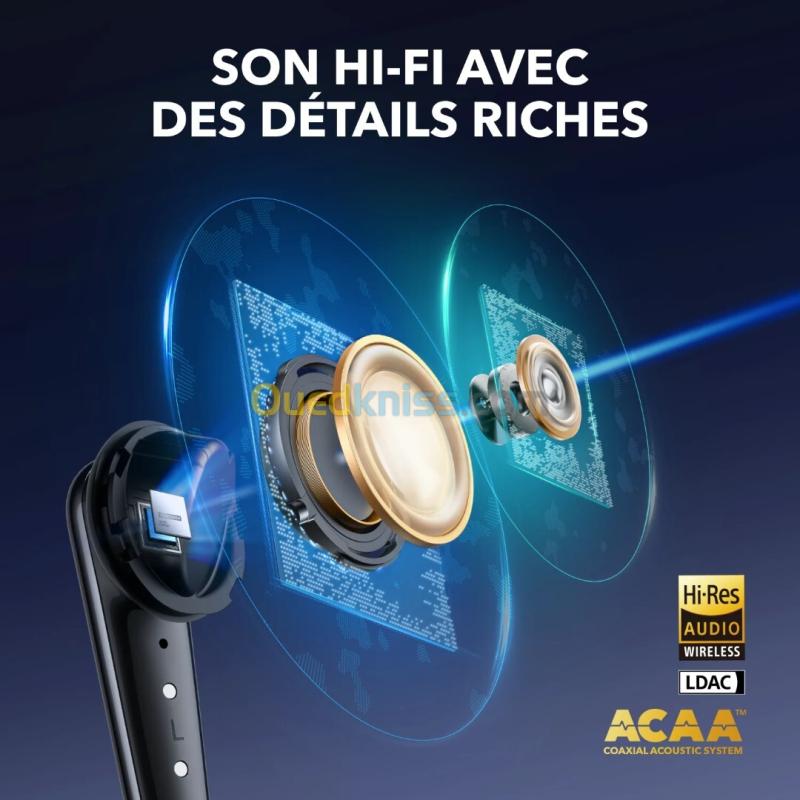 Ecouteurs Anker Liberty 4 Pro, Airpods sans fil 7 capteurs ANC , Fast charge, Hi-Fi , 6 micros IA 3